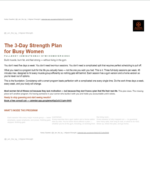 The 3-Day Strength Blueprint — simple 3-day strength training plan for women
