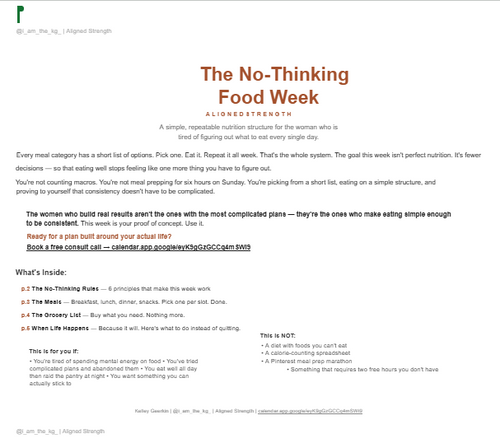 The No Thinking Food Week — 7-day high-protein meal plan guide for busy women